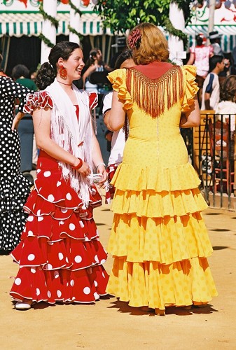 Two young women in traditional dress